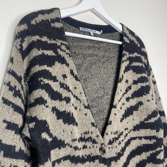 PAM & GELA Tiger Striped Pocketed Brown and Black Cardigan S - Picture 3 of 10